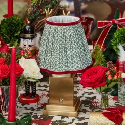 Olive & Red Lotus Lampshade (18cm)