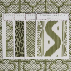 Olive Green Bamboo Trellis Fabric