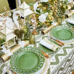 Olive Green Flocked Reindeer Family