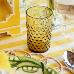 Olive Green Hobnail Glasses (Set of 6)