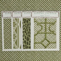 Olive Green Lotus Flower Fabric