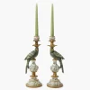 Olive Green Parrot Candleholder (Pair)