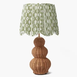 Olive Ikat Deep Scalloped Lampshade (40cm)