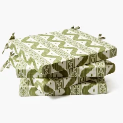 Olive Ikat Seat Pad Cushions (Set of 4)