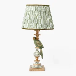 Olive Parrot Lamp with Olive Ikat Shade (30cm)