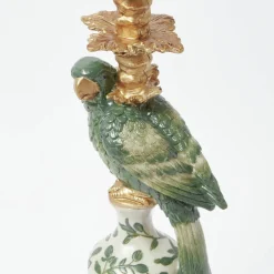 Olive Parrot Lamp with Olive Ikat Shade (30cm)
