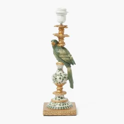 Olive Parrot Lamp with Olive Ikat Shade (30cm)