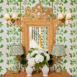 Olive Parrot Lamp with Olive Ikat Shade (30cm)