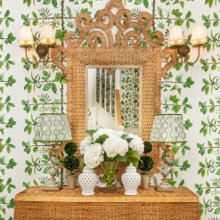 Olive Parrot Lamp with Olive Ikat Shade (30cm)