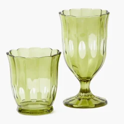 Olive Scalloped Glassware (Set of 12)