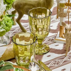 Olive Scalloped Water Glasses (Set of 6)