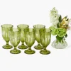 Olive Scalloped Wine Glasses (Set of 6)