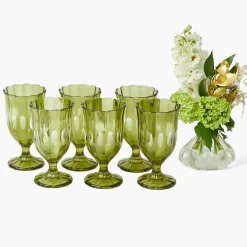 Olive Scalloped Wine Glasses (Set of 6)