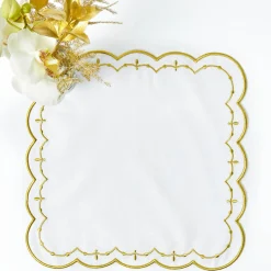 Olivia White & Gold Placemats & Napkins (Set of 4)