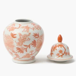 Orange Chinoiserie Ginger Jar