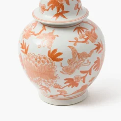 Orange Chinoiserie Ginger Jar