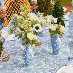 Pale Blue Hand Painted Tole Bud Vases (Set of 3)