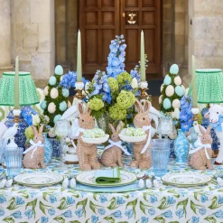 Pale Blue Hand Painted Tole Bud Vases (Set of 3)