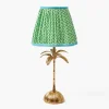 Palm Tree Rechargeable Lamp with Green & Blue Lotus Shade (18cm)
