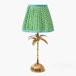 Palm Tree Rechargeable Lamp with Green & Blue Lotus Shade (18cm)