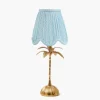 Palm Tree Rechargeable Lamp with Soft Blue Lotus Shade (14cm)