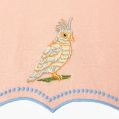 Parrot Coral Linen Napkins (Set of 4)