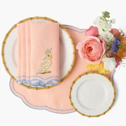 Parrot Coral Linen Napkins (Set of 4)