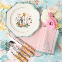 Patricia Blue Bamboo Dinner & Starter Plates (Set of 8)