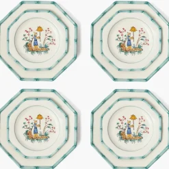 Patricia Blue Bamboo Dinner & Starter Plates (Set of 8)