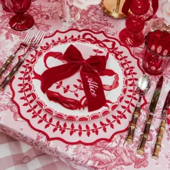 Personalisable Berry Red Velvet Bow