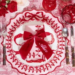 Personalisable Berry Red Velvet Bow