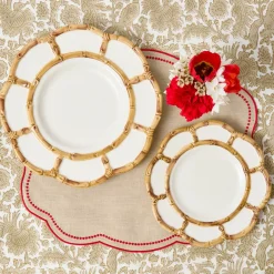 Petal Bamboo Ceramic Dinner Plates (Set of 4)