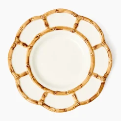 Petal Bamboo Ceramic Dinner Plates (Set of 4)