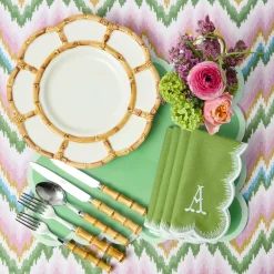 Petal Bamboo Ceramic Dinner Plates (Set of 4)