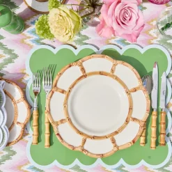 Petal Bamboo Ceramic Dinner Plates (Set of 4)