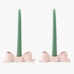 Petal Pink Ceramic Bow Candle Holder (Pair)