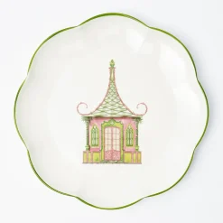 Pink & Green Pagoda Dinner Plate