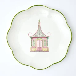 Pink & Green Pagoda Dinner Plate