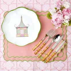 Pink & Green Pagoda Dinner Plate