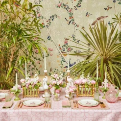 Pink & Green Pagoda Dinner Plates (Set of 4)