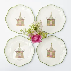 Pink & Green Pagoda Starter Plate (Set of 4)