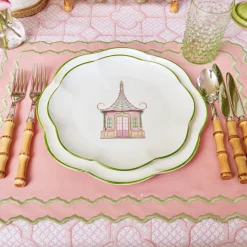Pink & Green Pagoda Starter Plate (Set of 4)