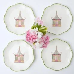 Pink & Green Pagoda Starter Plate (Set of 4)