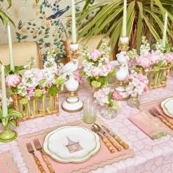 Pink & Green Pagoda Starter Plate (Set of 4)
