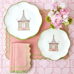 Pink & Green Pagoda Starter Plate (Set of 4)