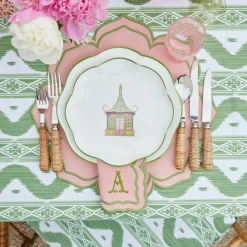 Pink & Green Pagoda Starter Plate (Set of 4)
