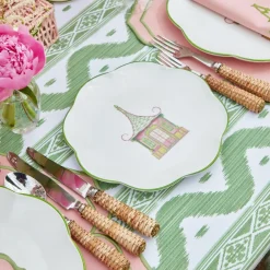 Pink & Green Pagoda Starter Plate (Set of 4)
