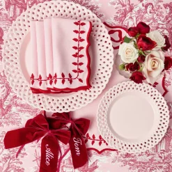 Pink & Red Bow Laurel Placemats (Set of 4)