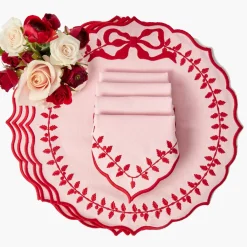 Pink & Red Bow Laurel Placemats & Napkins (Set of 4)