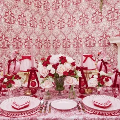 Pink & Red Bow Laurel Placemats & Napkins (Set of 4)